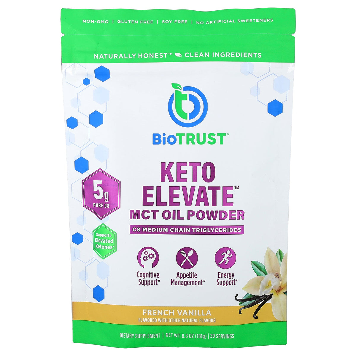 BioTRUST, Keto Elevate™, MCT Oil Powder, French Vanilla, 6.3 oz (181 g)
