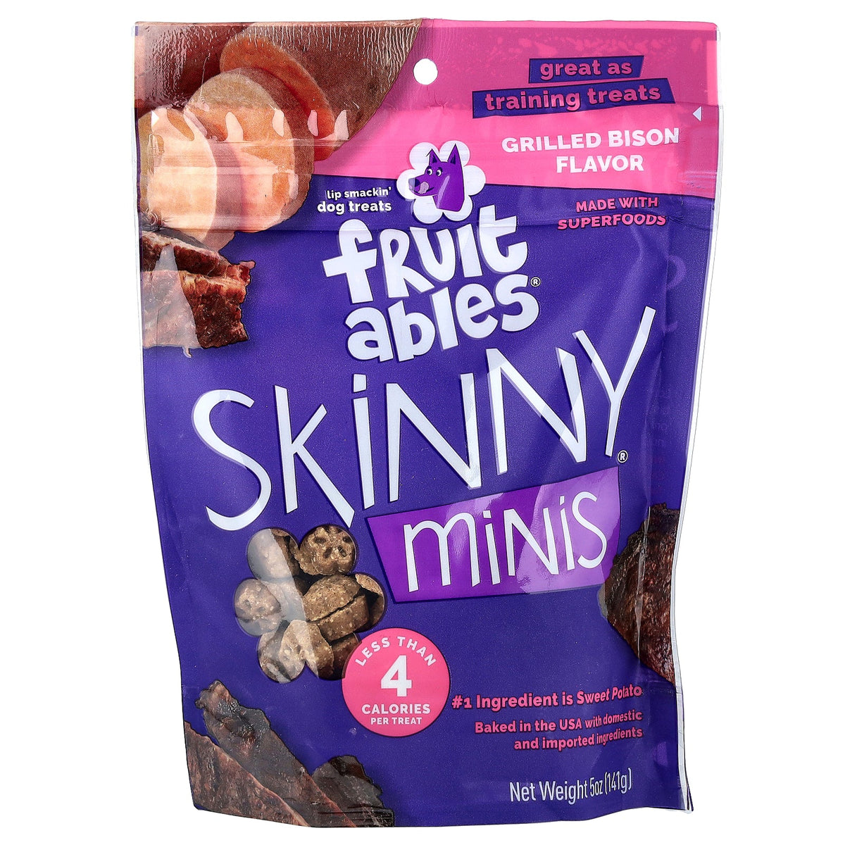 Fruitables, Skinny Minis®, Dog Treats, Grilled Bison, 5 oz (141 g)