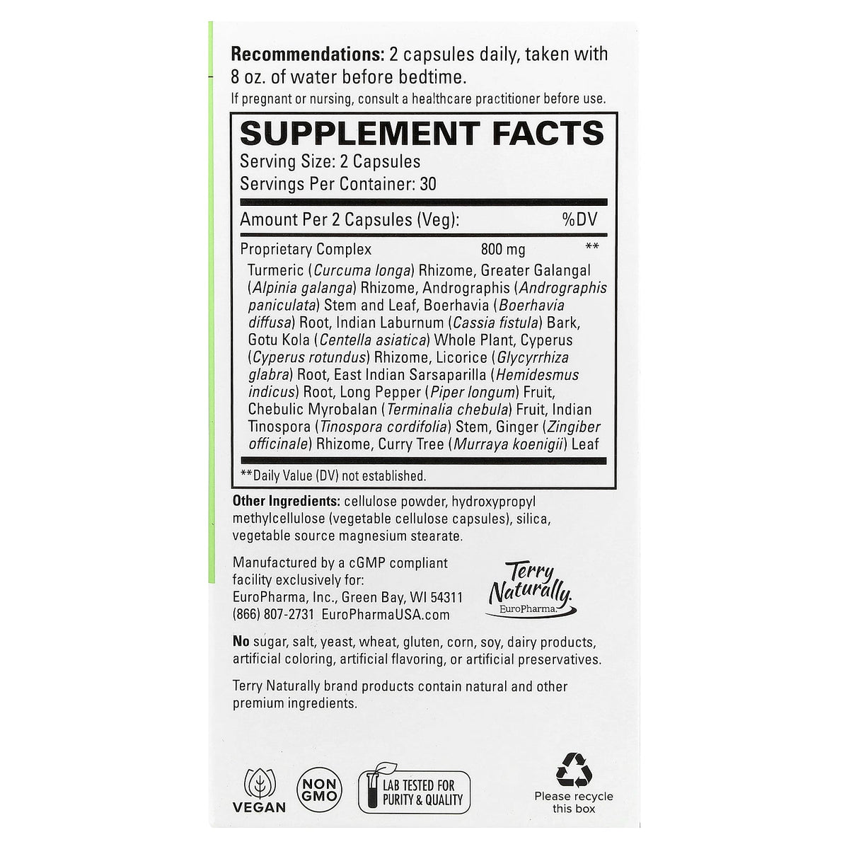 Terry Naturally, Ayurvedic Digestive Formula™, 60 Capsules
