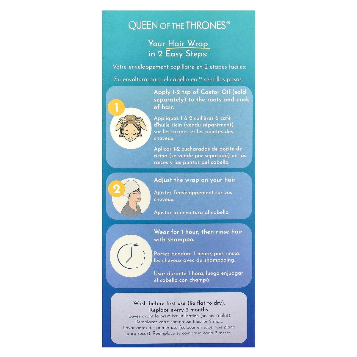 Queen of the Thrones, Castor Oil Wrap, Hair, 1 Count