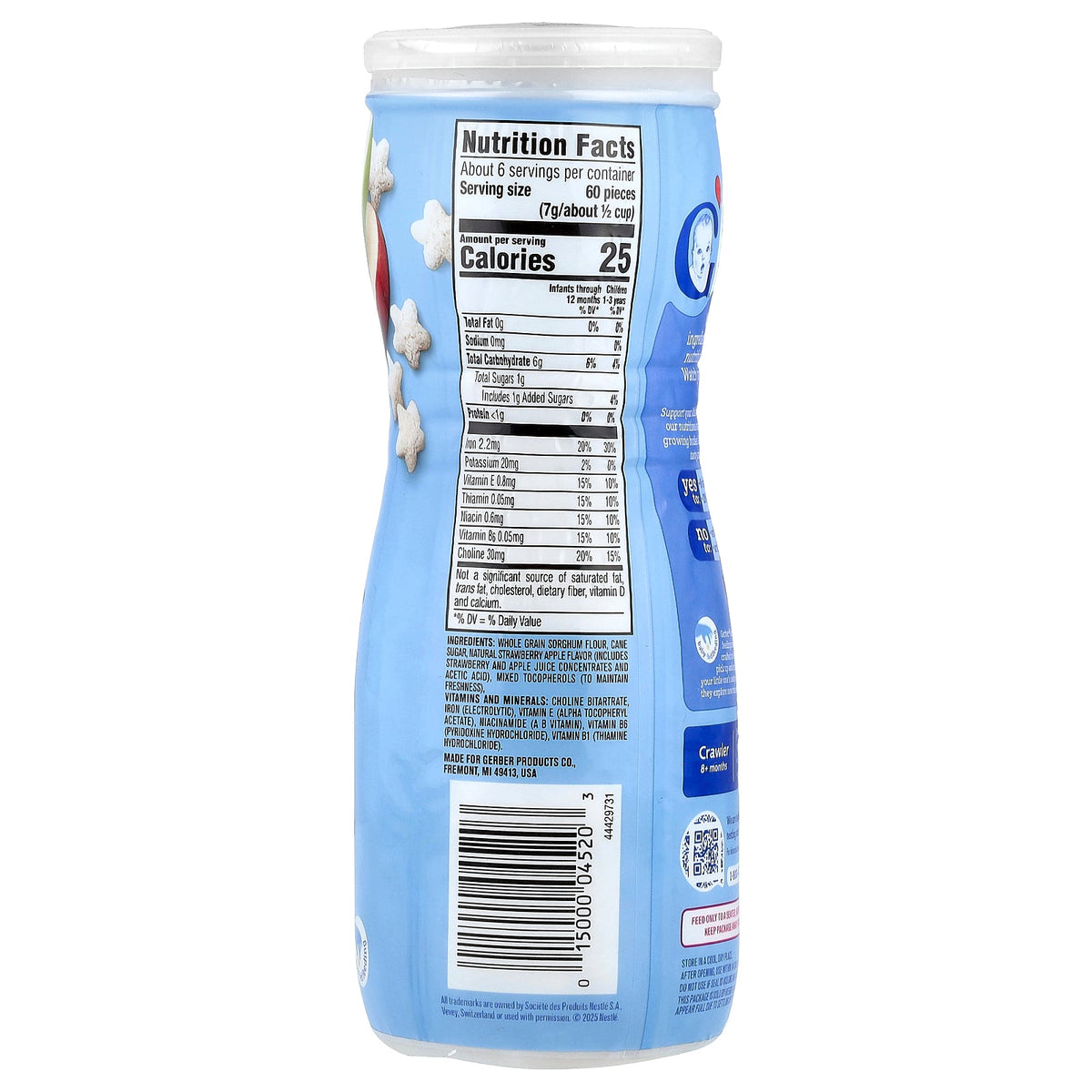 Gerber, Puffs, Puffed Grain Snack, 8+ Months, Strawberry Apple, 1.48 oz (42 g)