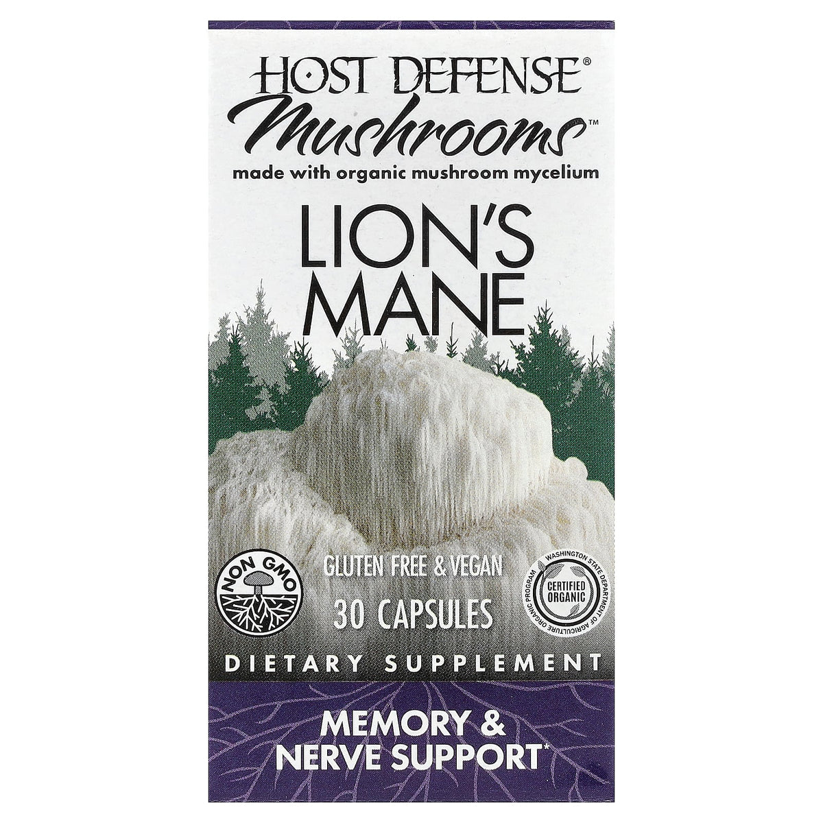 Host Defense, Mushrooms™, Lion's Mane, 30 Capsules (0.5 g per Capsule)