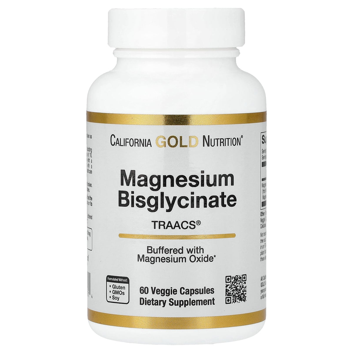 California Gold Nutrition, Magnesium Bisglycinate Chelate, Albion TRAACS®, 60 Veggie Capsules (100 mg per Capsule)