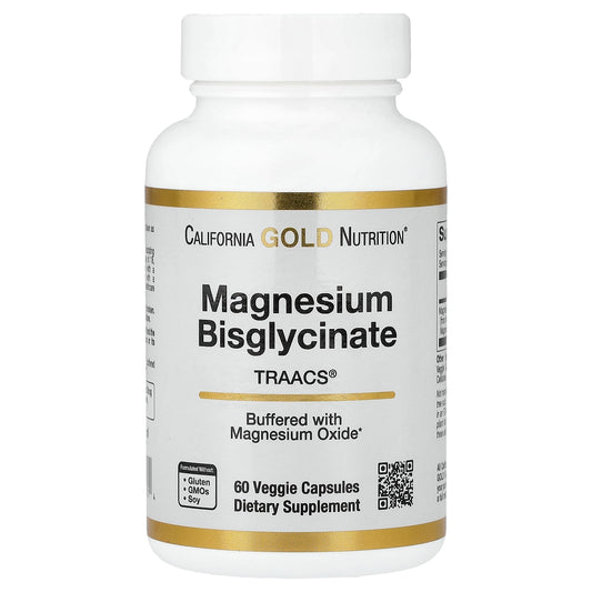 California Gold Nutrition, Magnesium Bisglycinate Chelate, Albion TRAACS®, 60 Veggie Capsules (100 mg per Capsule)