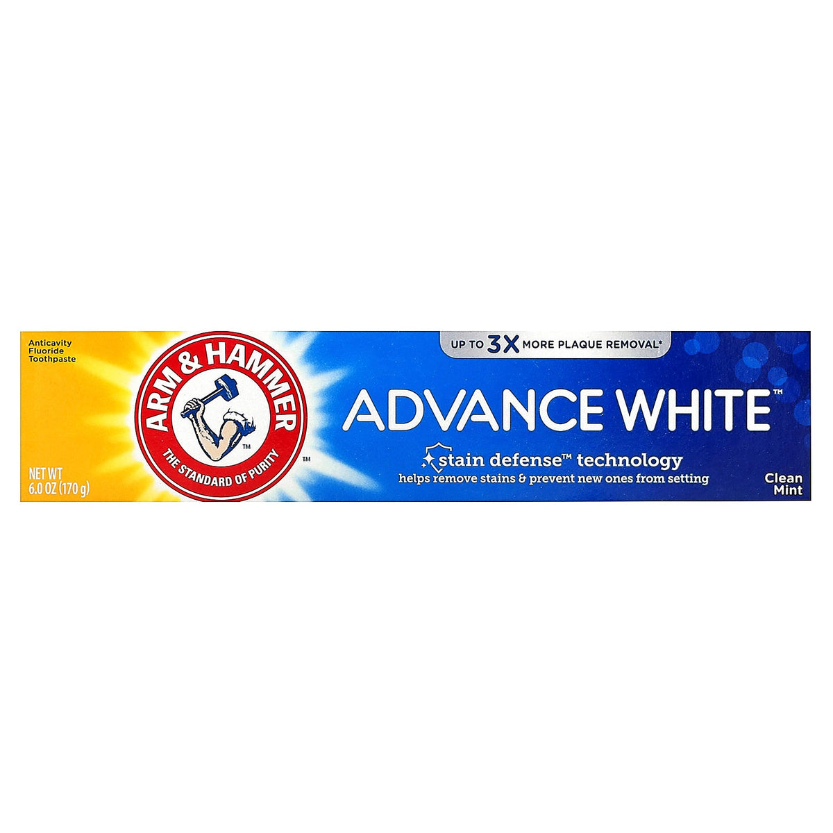 Arm & Hammer, Advance White™, Anticavity Fluoride Toothpaste, Clean Mint, 6 oz (170 g)