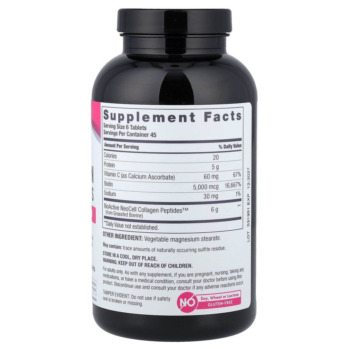 NeoCell, Grassfed Collagen Peptides + Vitamin C & Biotin, 270 Tablets
