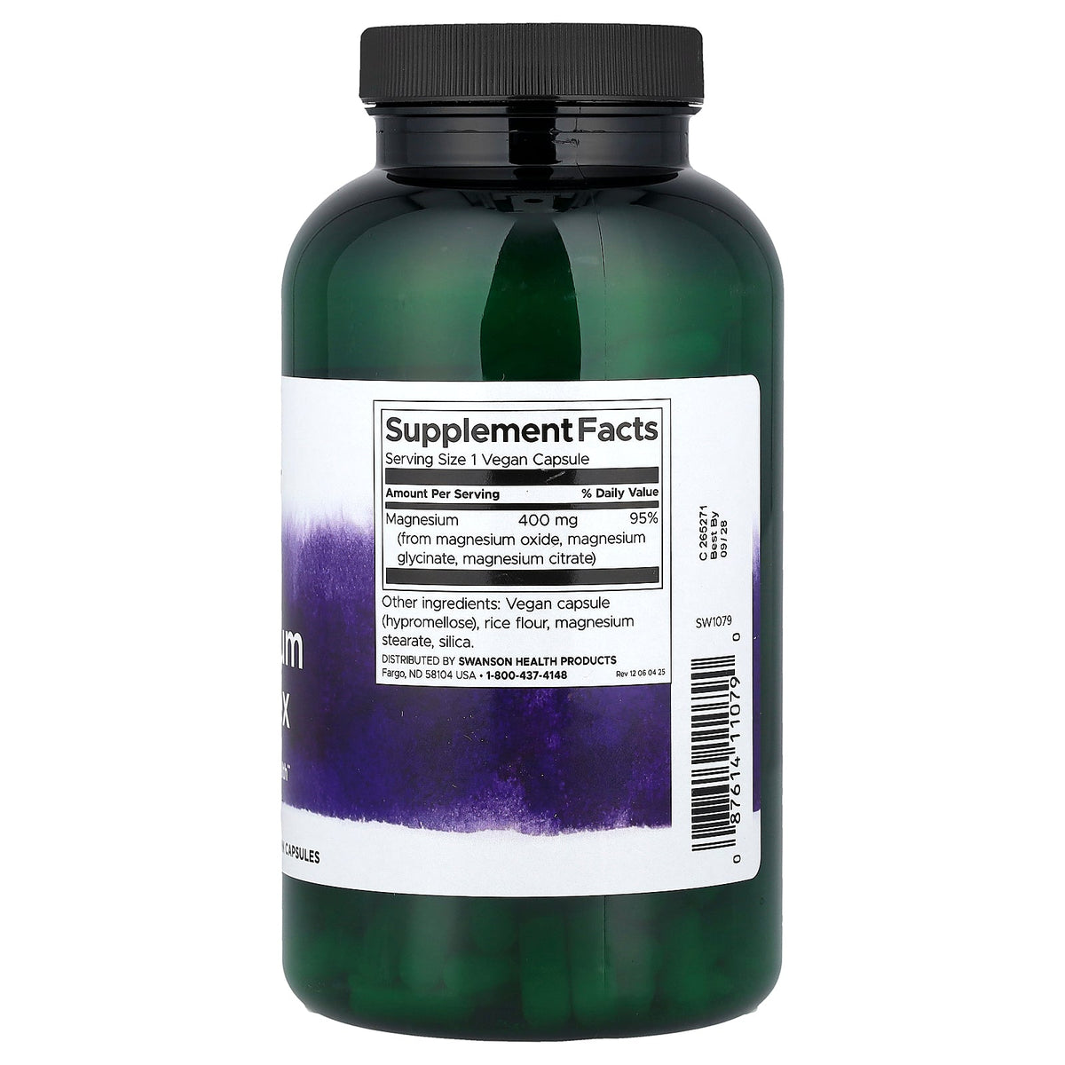 Swanson Vitamins, Triple Magnesium Complex, 400 mg, 300 Vegan Capsules