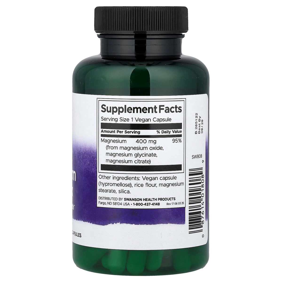 Swanson Vitamins, Triple Magnesium Complex, 400 mg, 100 Vegan Capsules