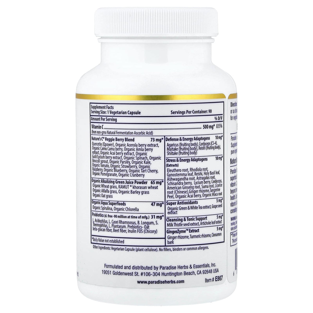 Paradise Herbs, Earth's Blend, Vitamin C, 90 Vegetarian Capsules