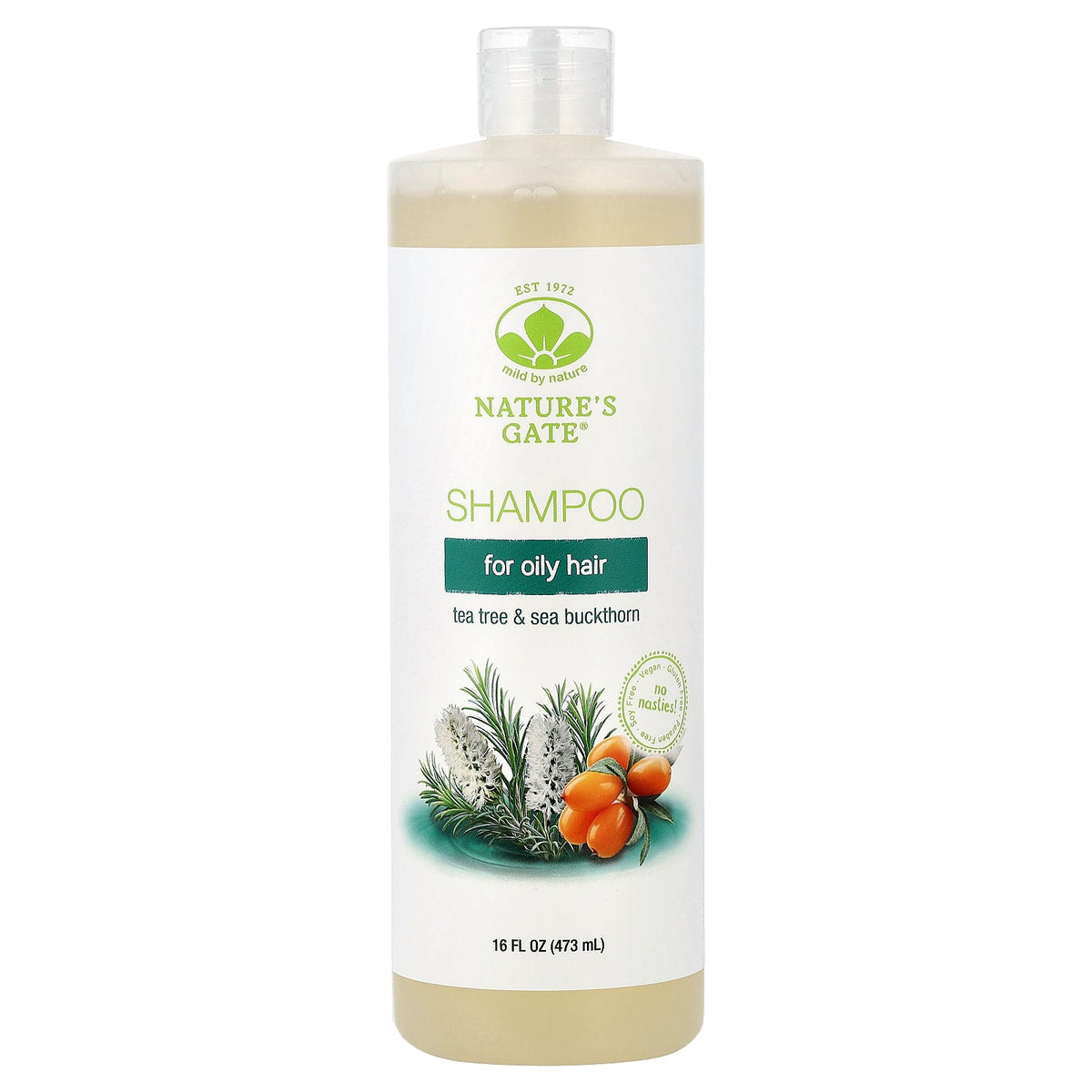 Mild By Nature, (Nature's Gate®), Tea Tree & Sea Buckthorn Shampoo for Oily Hair, 16 fl oz (473 ml)