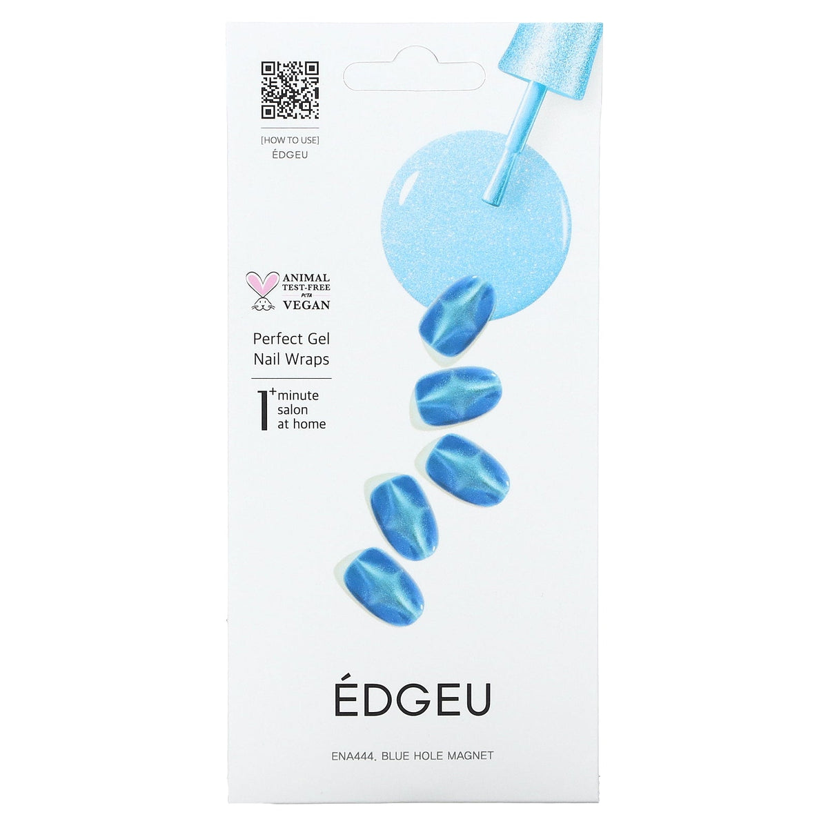 Edgeu, Perfect Gel Nail Wraps, ENA 444 Blue Hole Magnet, 19 Piece Set