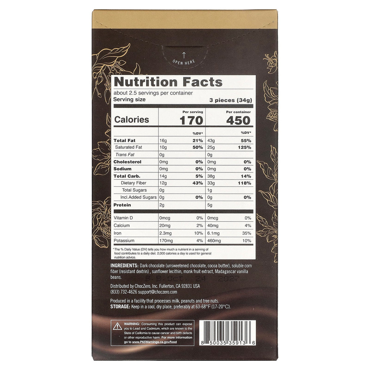 ChocZero, Signature Squares, Dark Chocolate, 70% Cocoa, 8 Individually Wrapped Pieces, 3.2 oz (90 g)