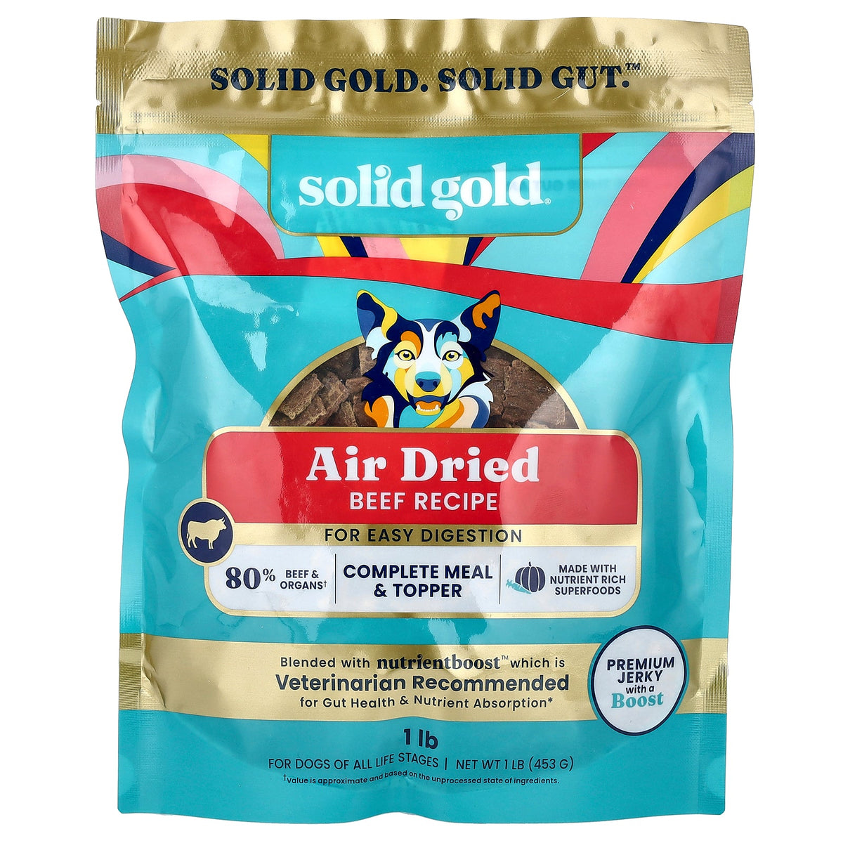 Solid Gold, Air Dried Complete Meal & Topper, For Dogs, Beef Recipe, 1 lb (453 g)