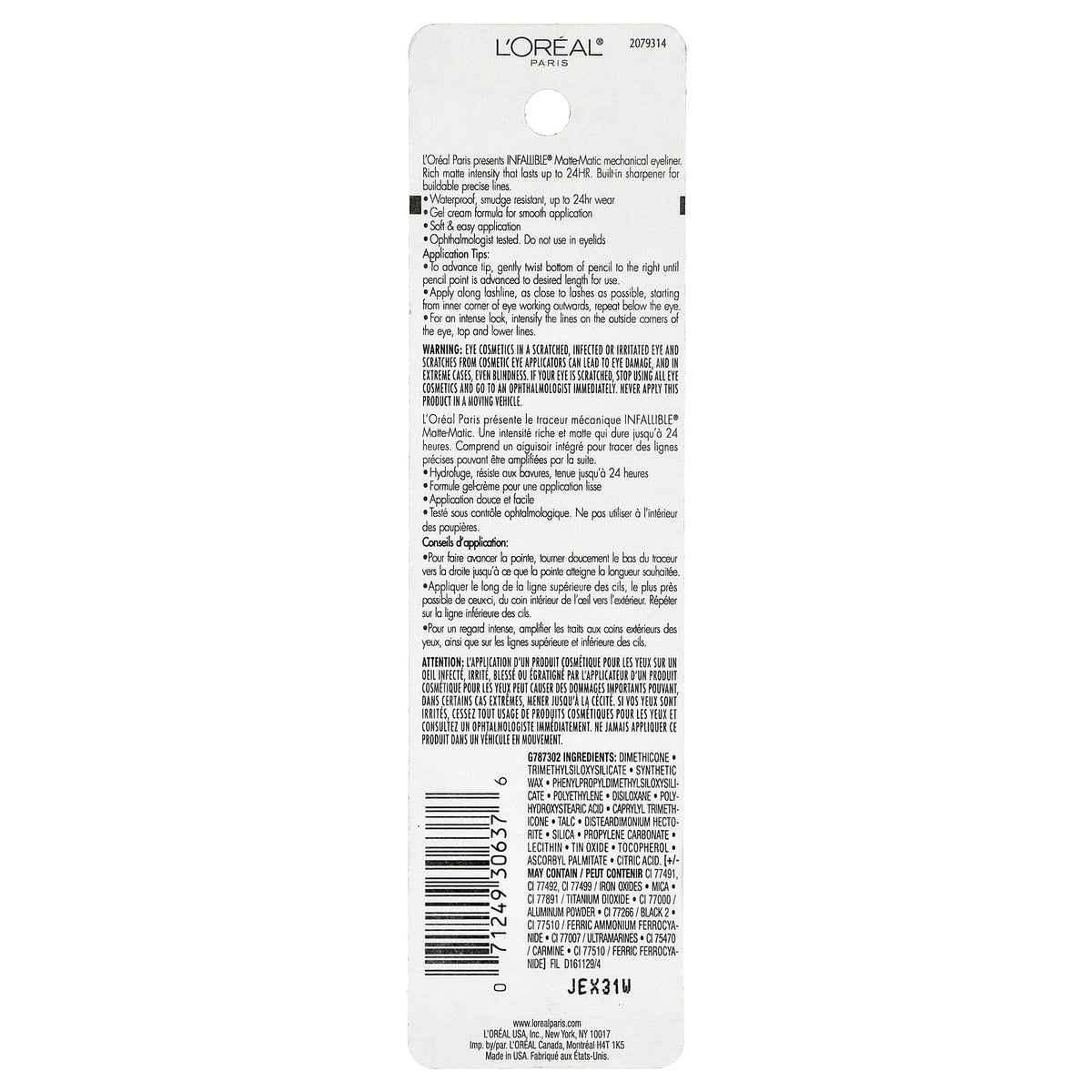 L'Oréal, Infallible®, Matte-Matic Mechanical Eyeliner, 512 Ultra Black, 0.01 oz (280 mg)