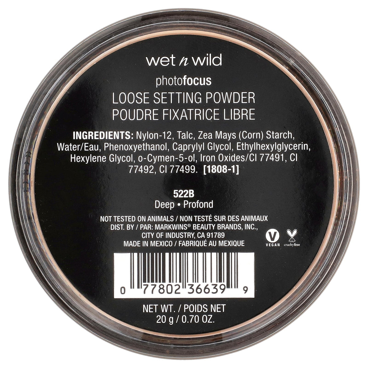 wet n wild, PhotoFocus™, Loose Setting Powder, 522B Deep, 0.70 oz (20 g)
