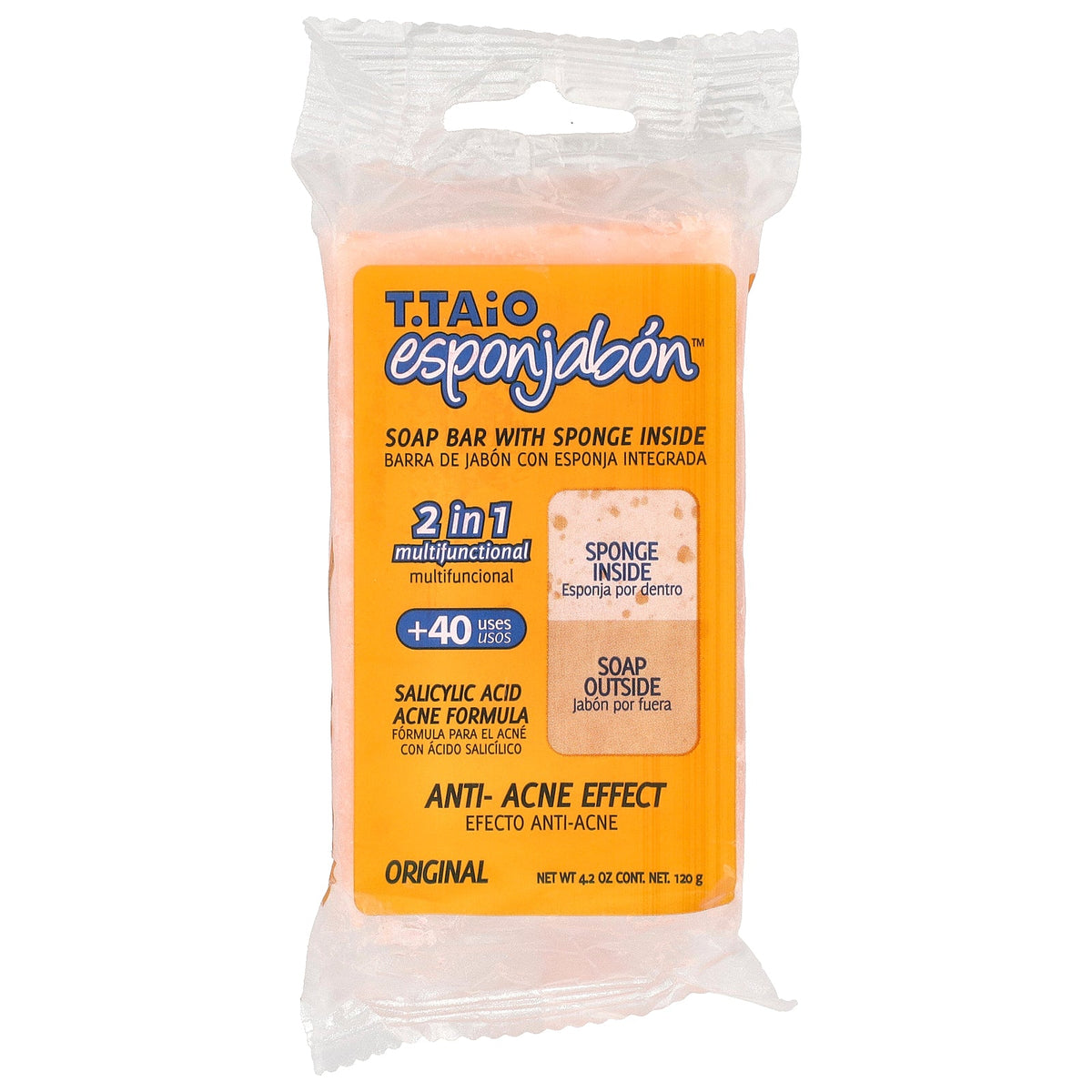 T. Taio, Soap Bar With Sponge Inside, Salicylic Acid Acne Formula, Original , 4.2 oz (120 g)