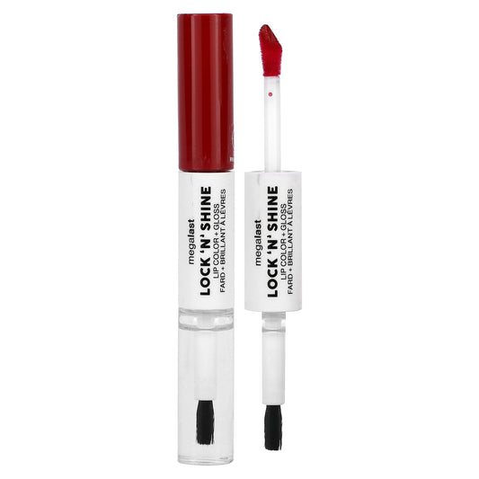 wet n wild, MegaLast, Lock 'N' Shine, Lip Color + Gloss, 1115494 Red-y For Me, 0.26 fl oz (8 ml)