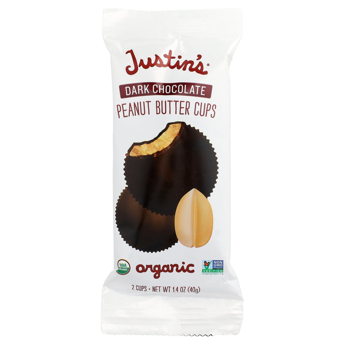 Justin's Nut Butter, Organic Dark Chocolate Peanut Butter Cups, 2 Cups, 1.4 oz (40 g)