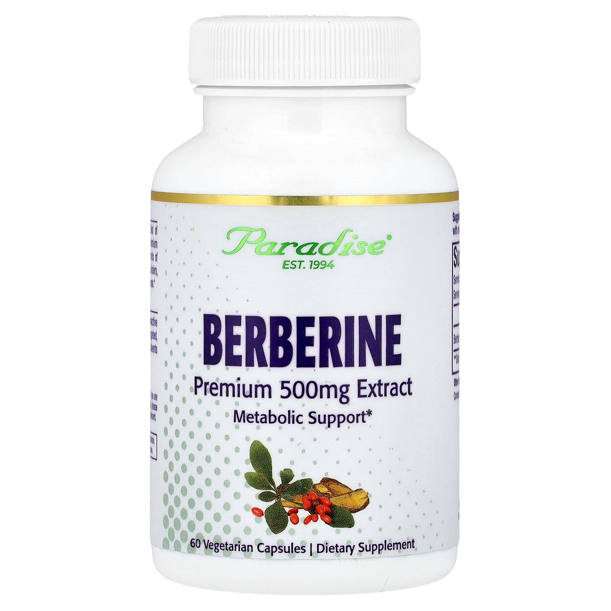 Paradise Herbs, Berberine , 500 mg, 60 Vegetarian Capsules