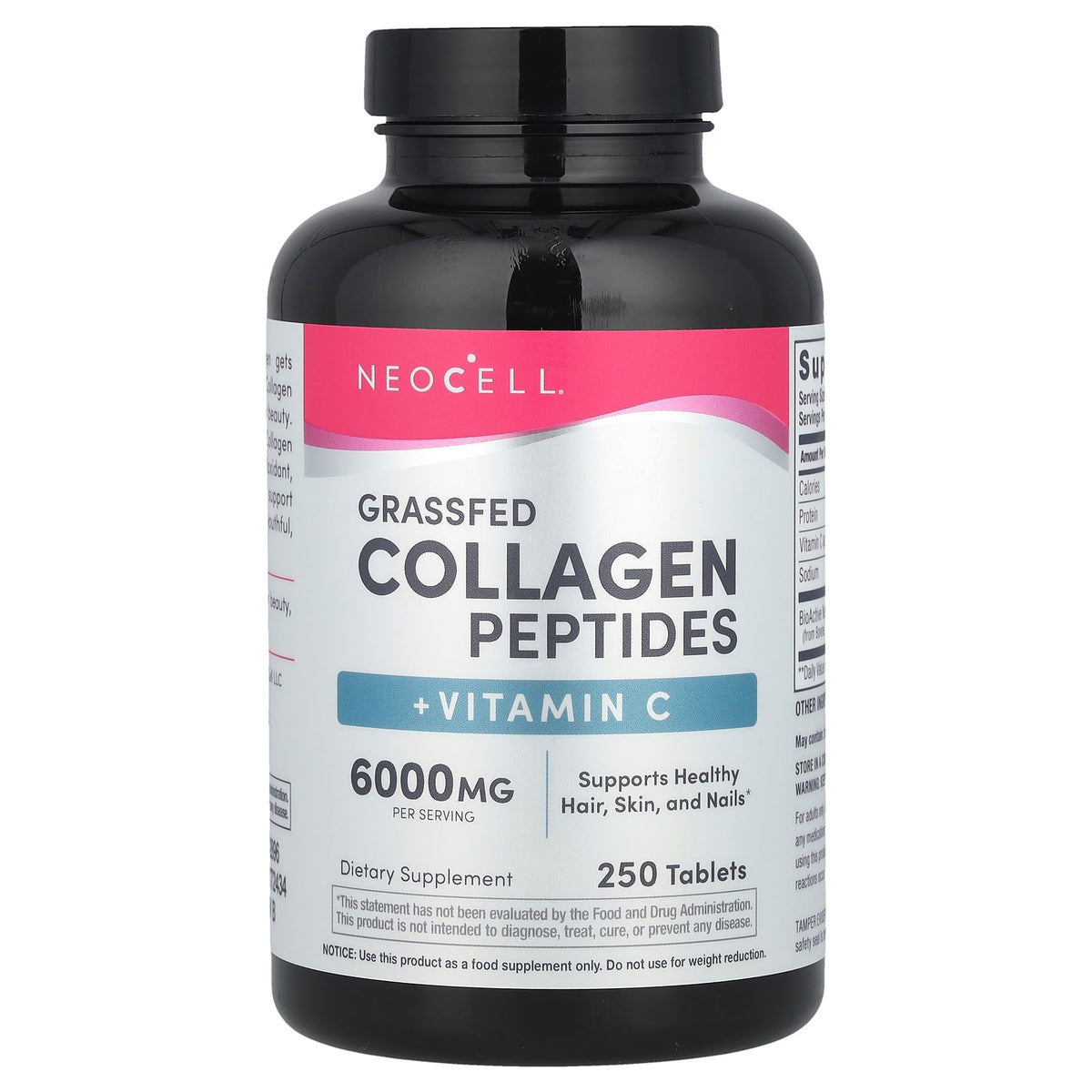 NeoCell, Grassfed Collagen Peptides + Vitamin C, 250 Tablets