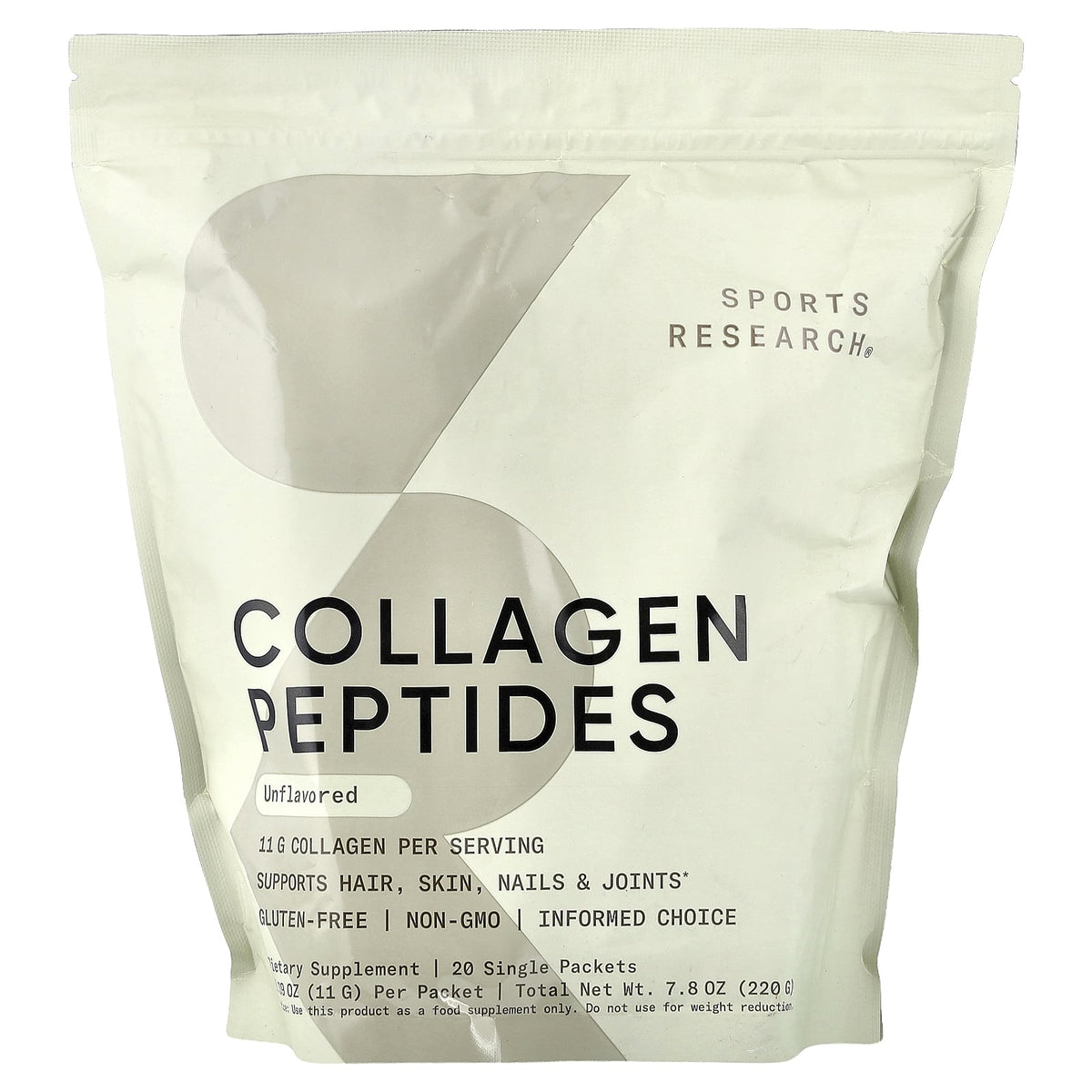 Sports Research, Collagen Peptides, Unflavored, 20 Single Packets, 0.39 oz (11 g) Each