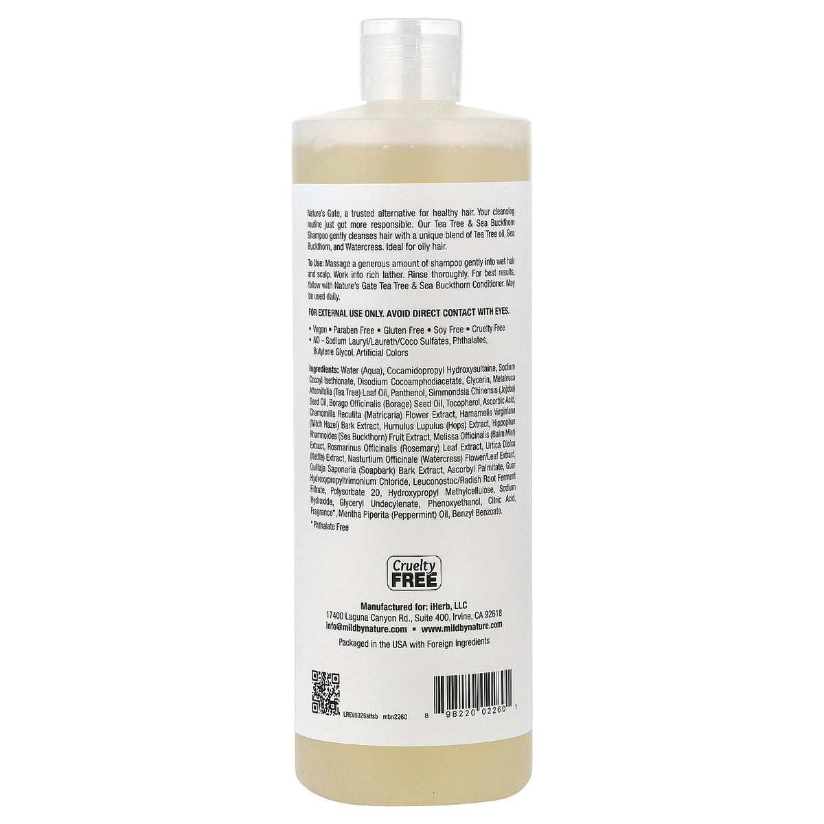 Mild By Nature, (Nature's Gate®), Tea Tree & Sea Buckthorn Shampoo for Oily Hair, 16 fl oz (473 ml)
