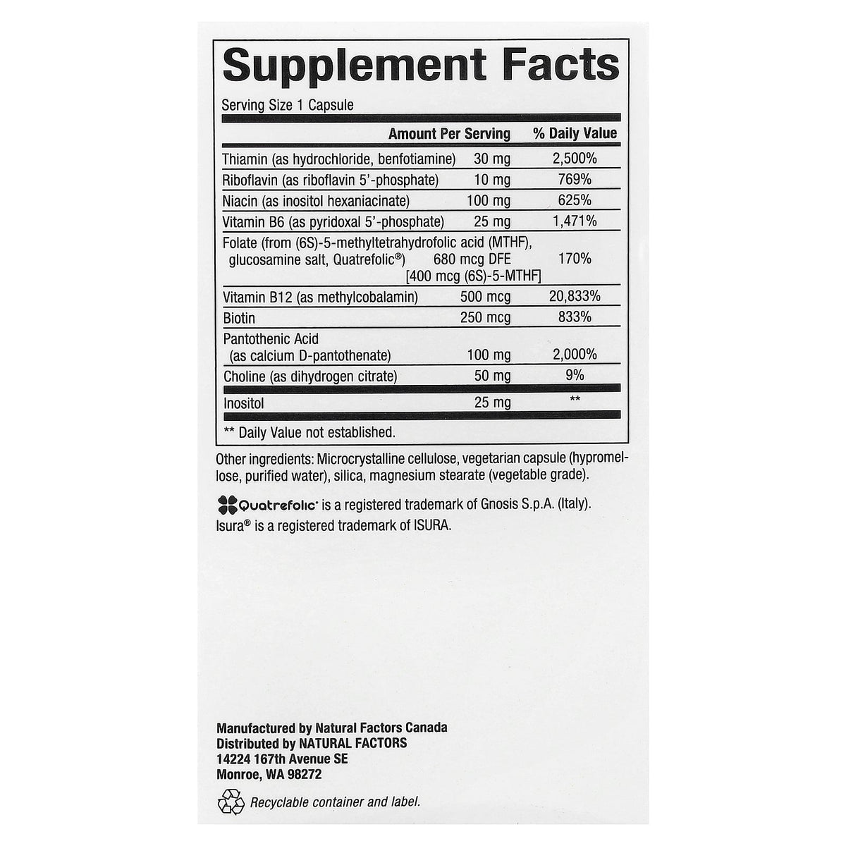 Natural Factors, BioCoenzymated®, Active B Complex, 60 Vegetarian Capsules