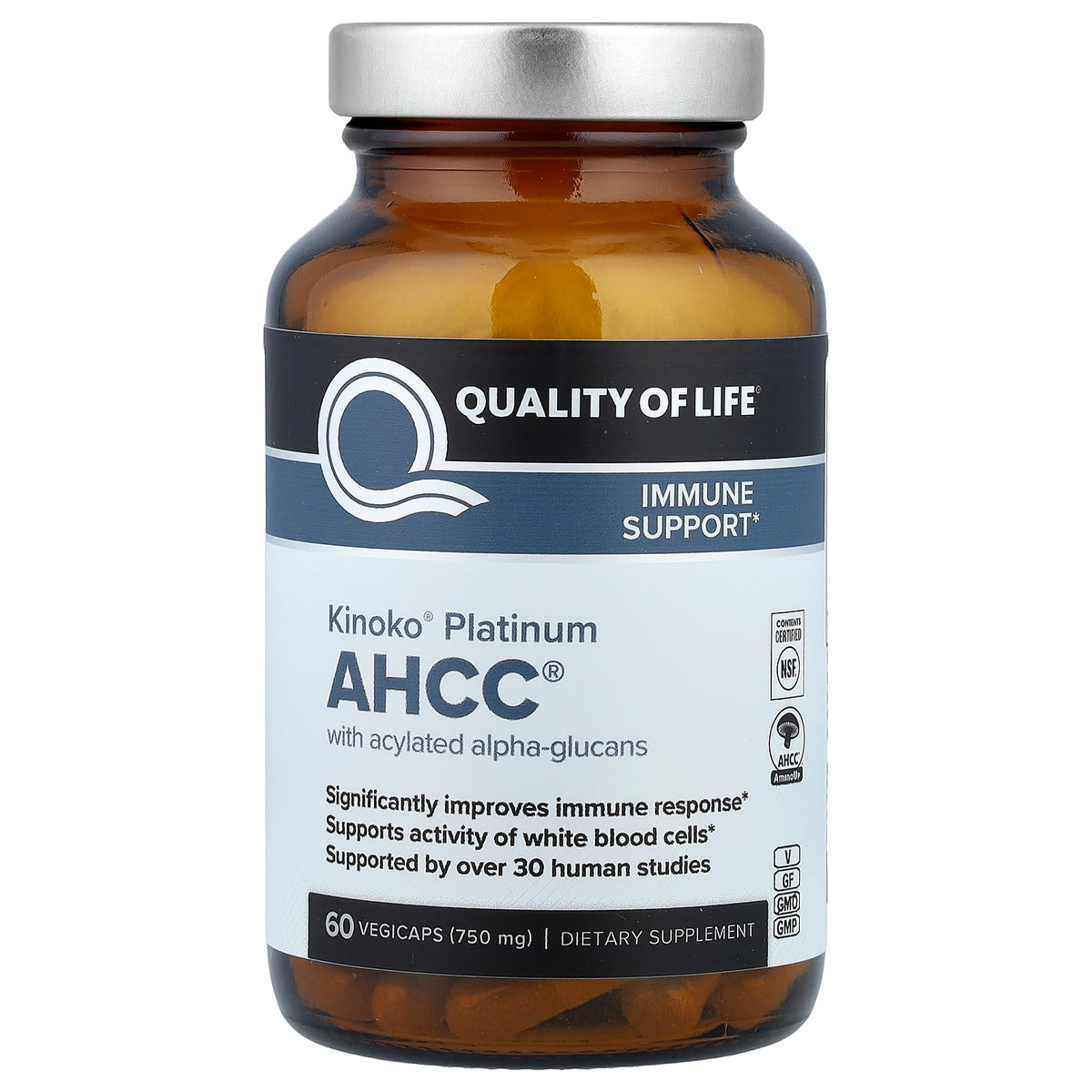 Quality of Life, Kinoko® Platinum AHCC®, 60 Vegicaps