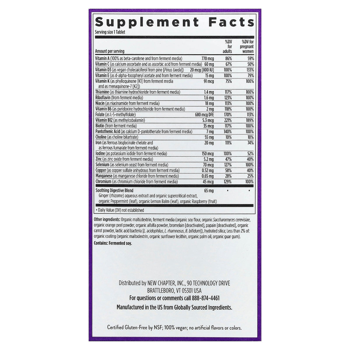 New Chapter, One Daily Prenatal Multivitamin, 90 Vegan Tablets