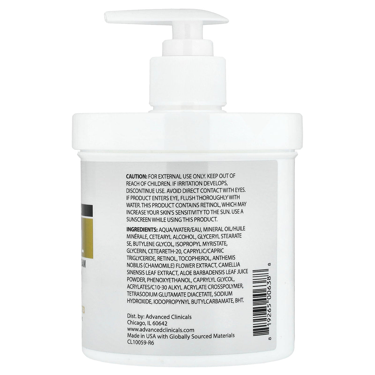 Advanced Clinicals, Retinol, Advanced Firming Cream, 16 oz (454 g)