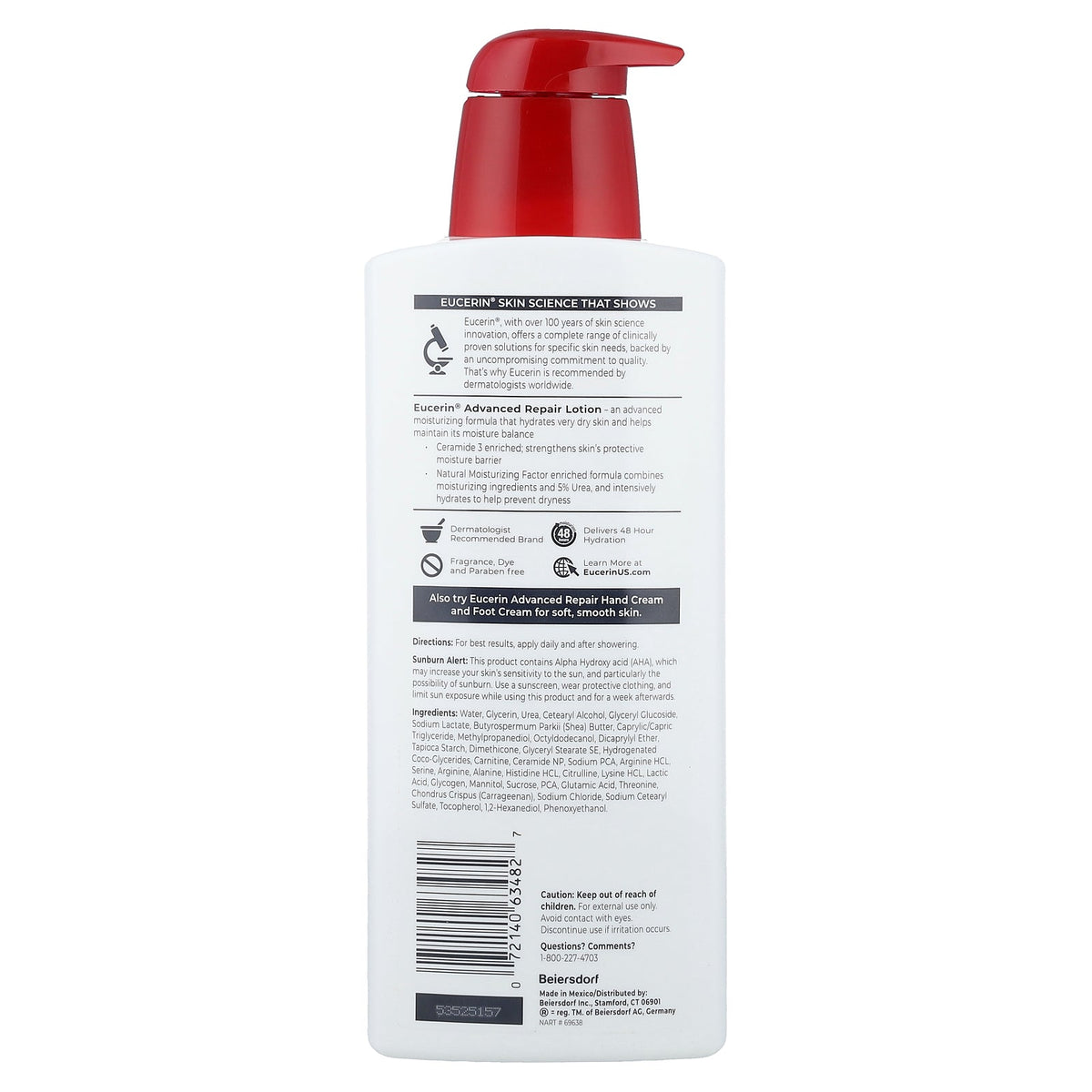 Eucerin, Advanced Repair Lotion, Dry to Very Dry Skin, Fragrance Free, 16.9 fl oz (500 ml)