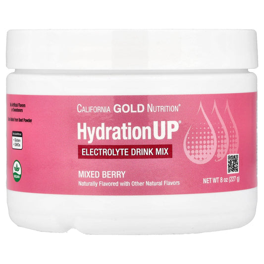 California Gold Nutrition, HydrationUP®, Electrolyte Drink Mix with Calcium, Potassium, Vitamin C, and Vitamin E, Mixed Berry, 8 oz (227 g)
