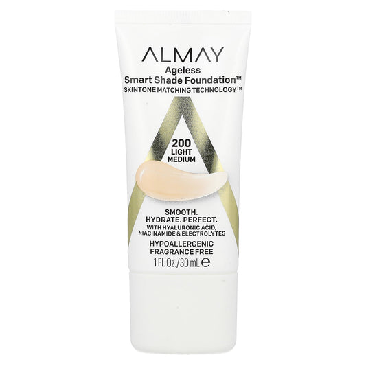 Almay, Ageless Smart Shade Foundation, 200 Light Medium, 1 fl oz (30 ml)