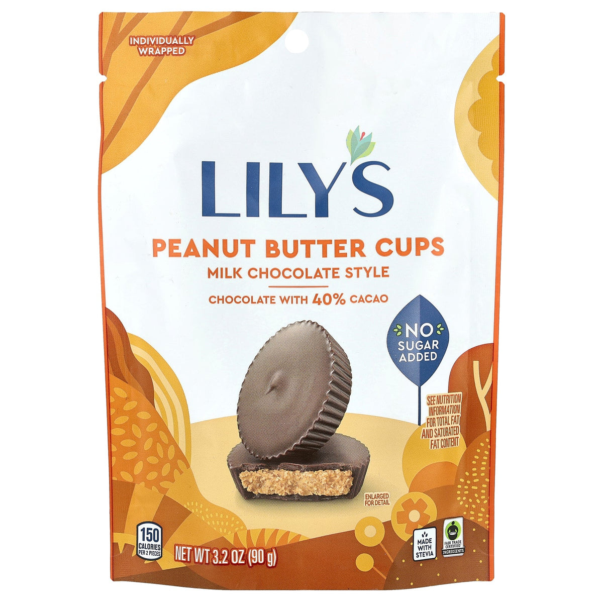Lily's Sweets, Milk Chocolate Style, Peanut Butter Cups, 3.2 oz (90 g)