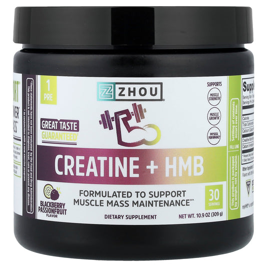 Zhou Nutrition, Creatine + HMB, Blackberry Passionfruit, 10.9 oz (309 g)