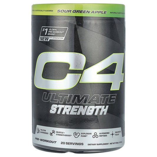C4 / Cellucor, C4 Ultimate Strength, Pre-Workout, Sour Green Apple, 1.23 lbs (558 g)