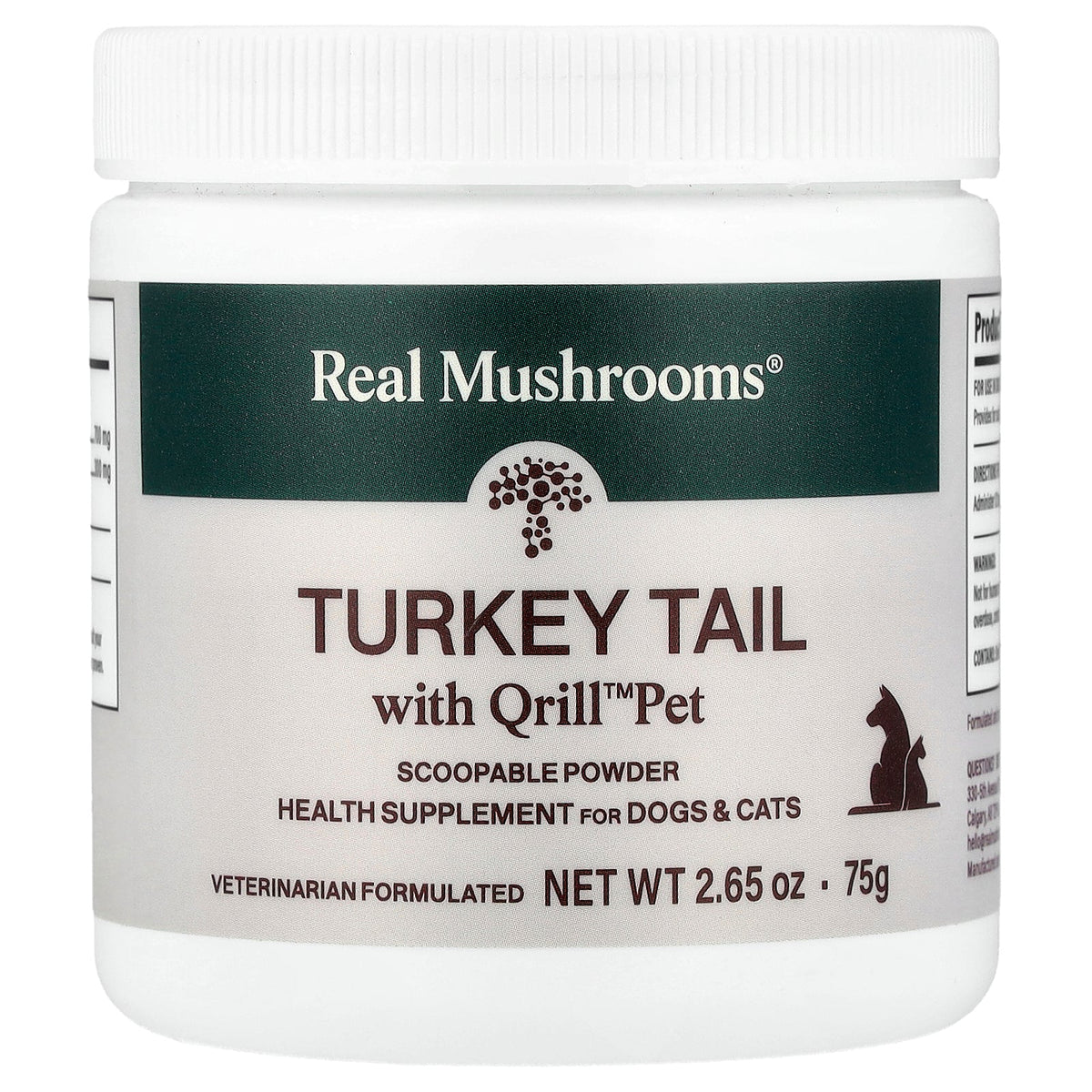 Real Mushrooms, Turkey Tail with Qrill™ Pet, For Dogs & Cats, 2.65 oz (75 g)