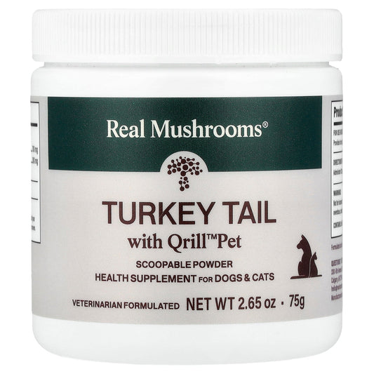 Real Mushrooms, Turkey Tail with Qrill™ Pet, For Dogs & Cats, 2.65 oz (75 g)