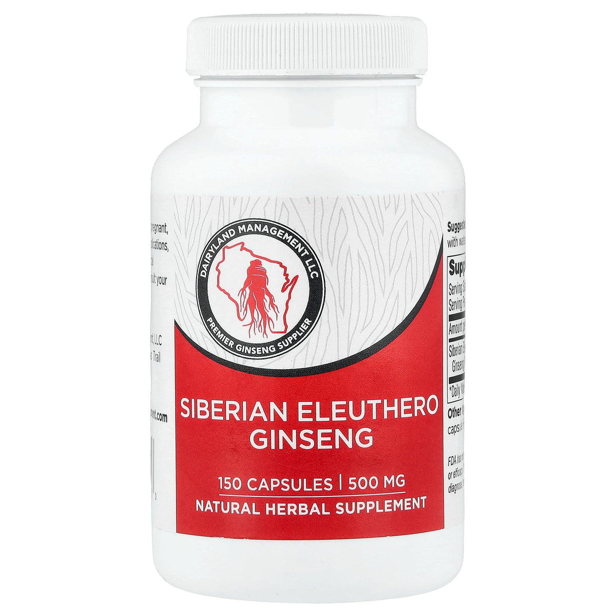 Dairyland Ginseng, Siberian Eleuthero Ginseng, 500 mg, 150 Capsules