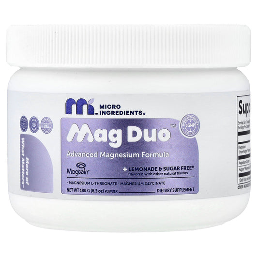 Micro Ingredients, Mag Duo™, Advanced Magnesium Formula, Lemonade, 6.3 oz (180 g)