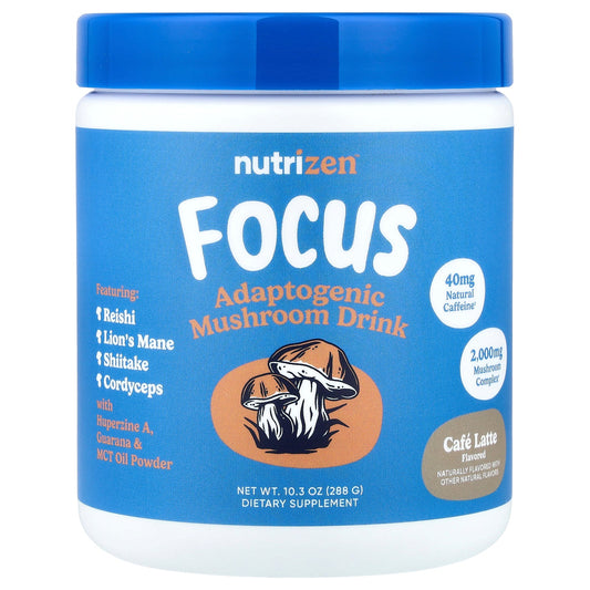 Nutricost, NutriZen™, Focus, Adaptogenic Mushroom Drink, Cafe Latte, 10.3 oz (288 g)