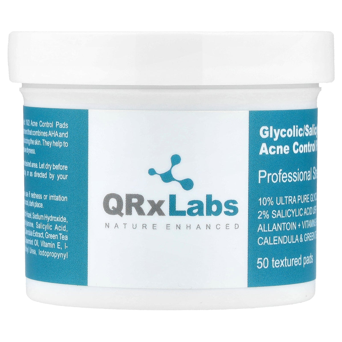 QRxLabs, Glycolic/Salicylic Acid 10/2 Acne Control Pads, 50 Textured Pads