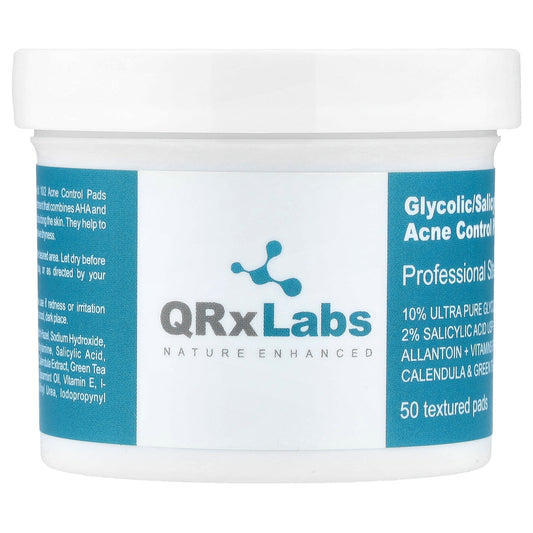 QRxLabs, Glycolic/Salicylic Acid 10/2 Acne Control Pads, 50 Textured Pads
