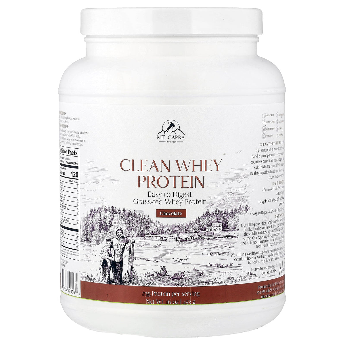 Mt. Capra, Clean Whey Protein, Chocolate, 16 oz (453 g)