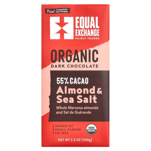 Equal Exchange, Organic Dark Chocolate, Almond & Sea Salt, 3.5 oz (100 g)