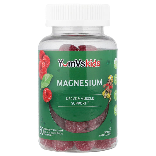 YumVs, Kids, Magnesium Gummies, Raspberry, 60 Gummies