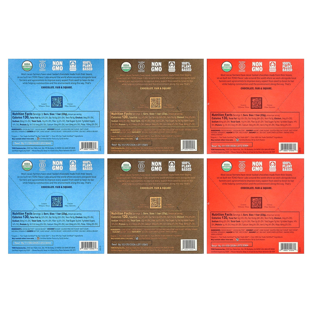 TCHO, Oat Milk Chocolate Gift Box, 18 Bars, 2.5 oz (70 g) Each