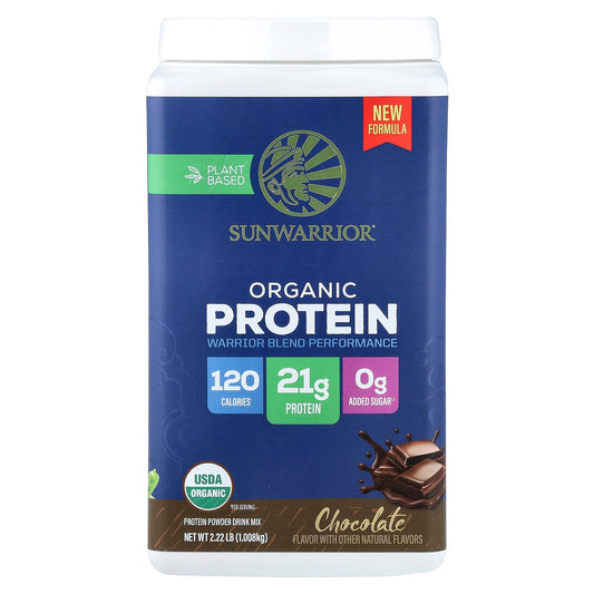Sunwarrior, Plant Based Organic Protein, Chocolate, 2.22 lb (1.008 kg)