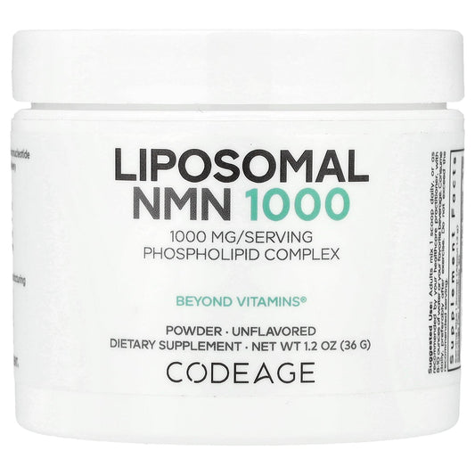 Codeage, Liposomal NMN 1000 Powder, Unflavored, 1.2 oz (36 g)