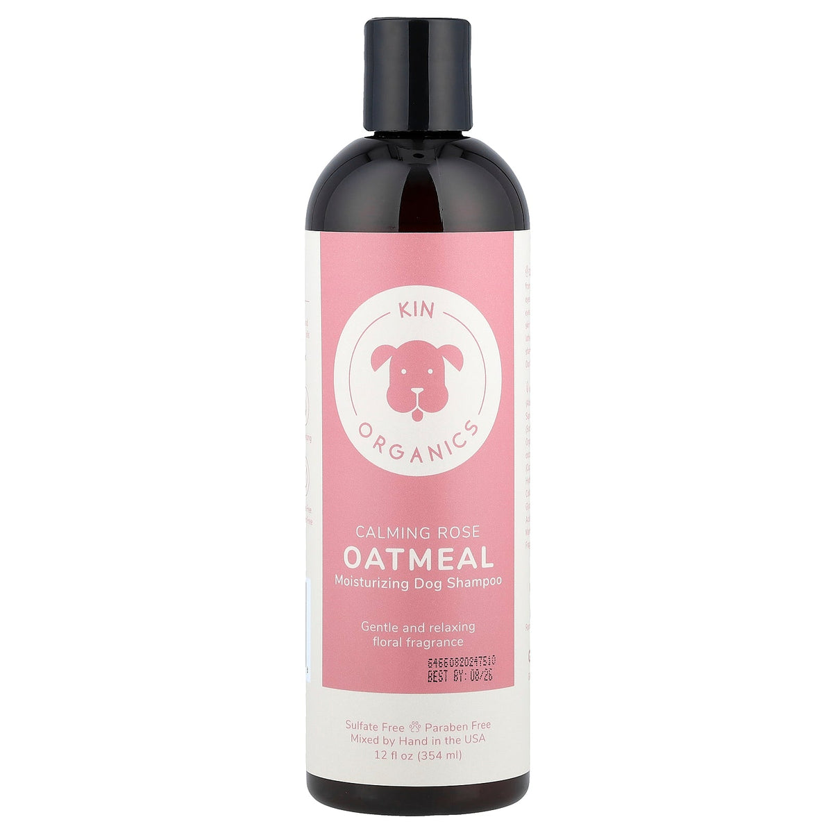 Kin+Kind, Organic Oatmeal Moisturizing Dog Shampoo, Calming Rose, 12 fl oz (354 ml)